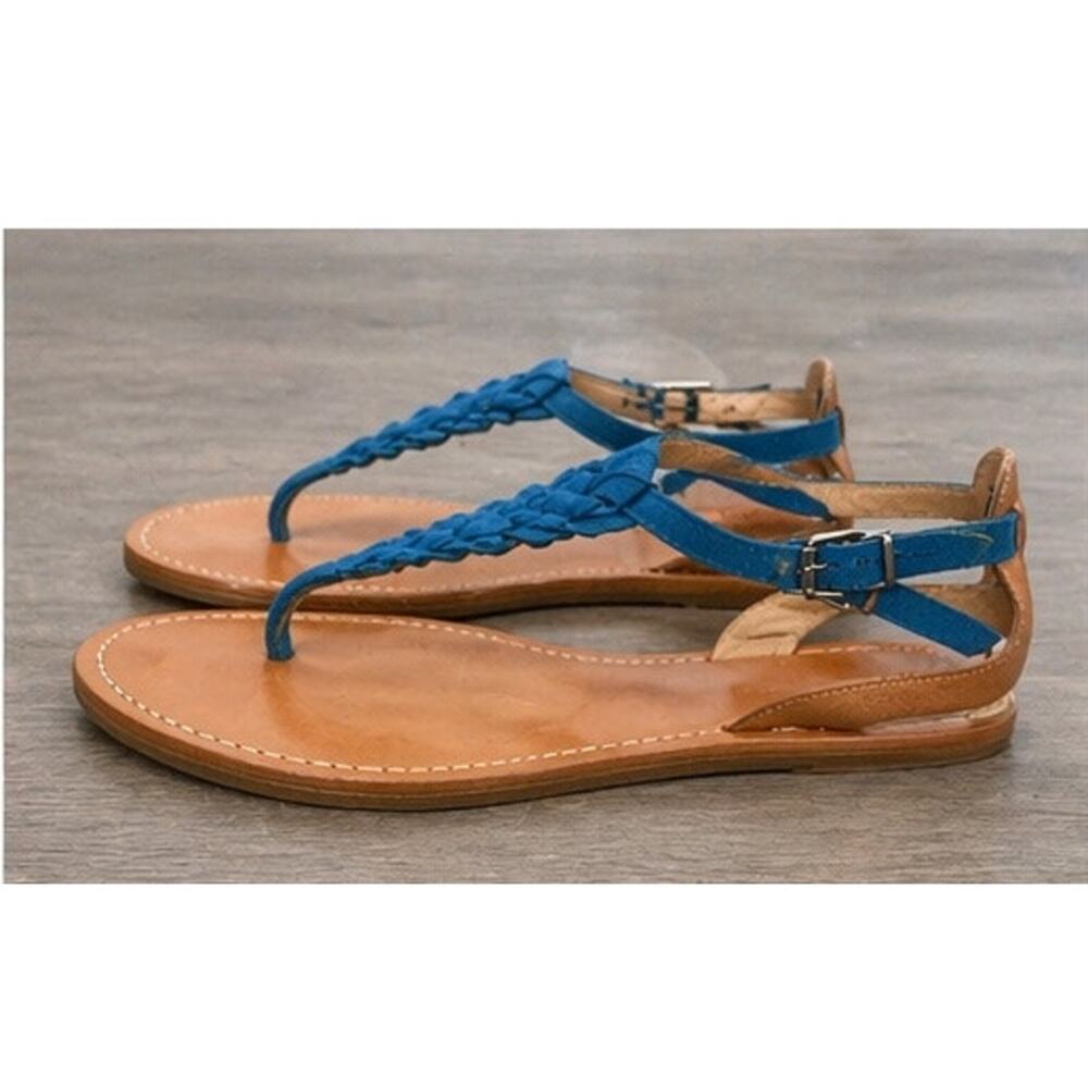 Belle Sigerson Morrison Braided Leather T-Strap Sandals Size 7.5